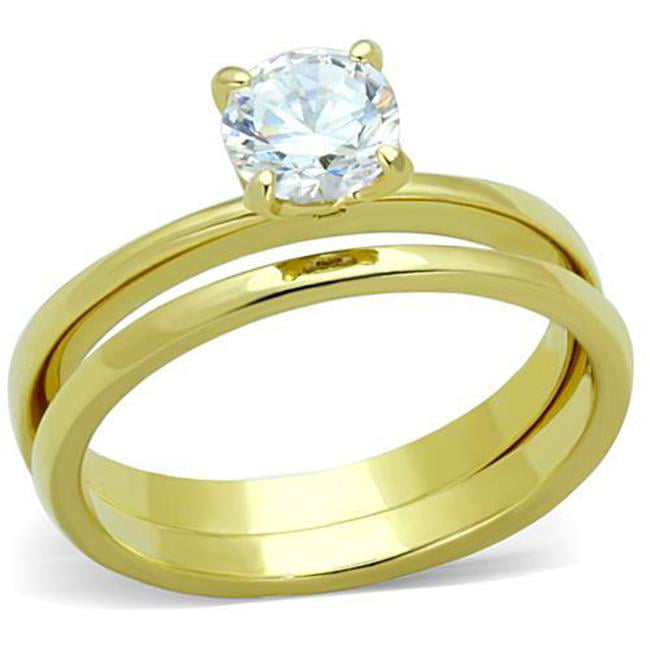 TK1721-7 Women IP Gold Stainless Steel Ring with AAA Grade CZ in Clear - Size 7