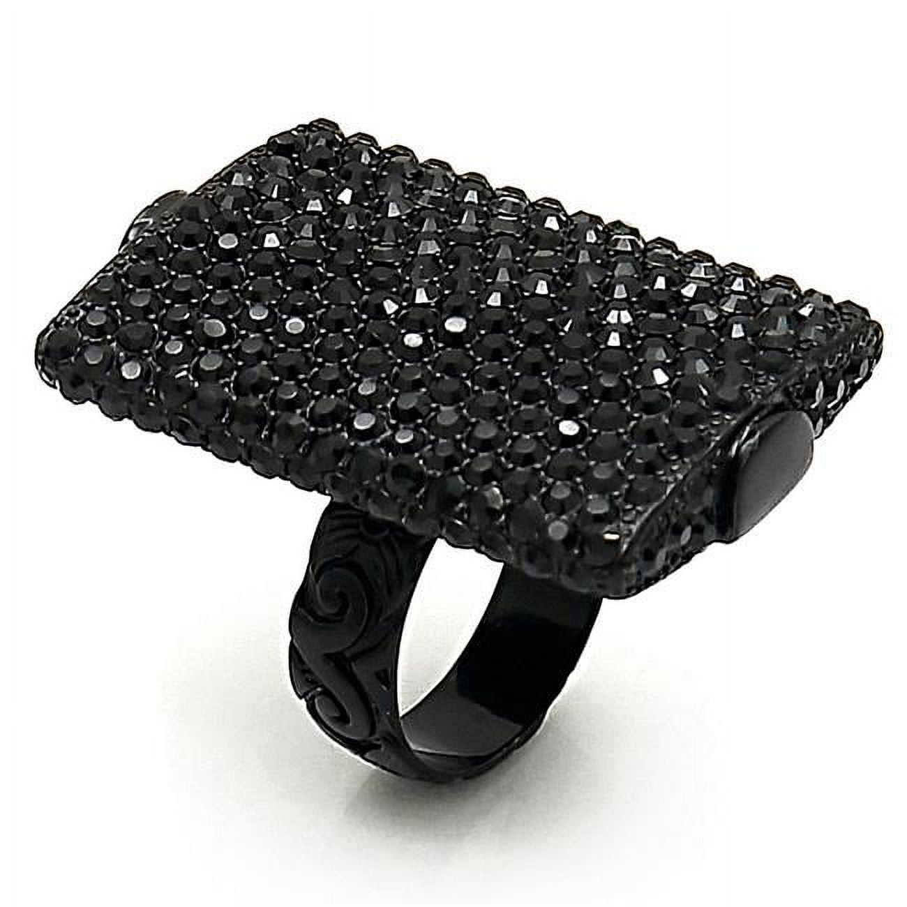 Women TIN Cobalt Black Brass Ring with Top Grade Crystal in Hematite - Size 6
