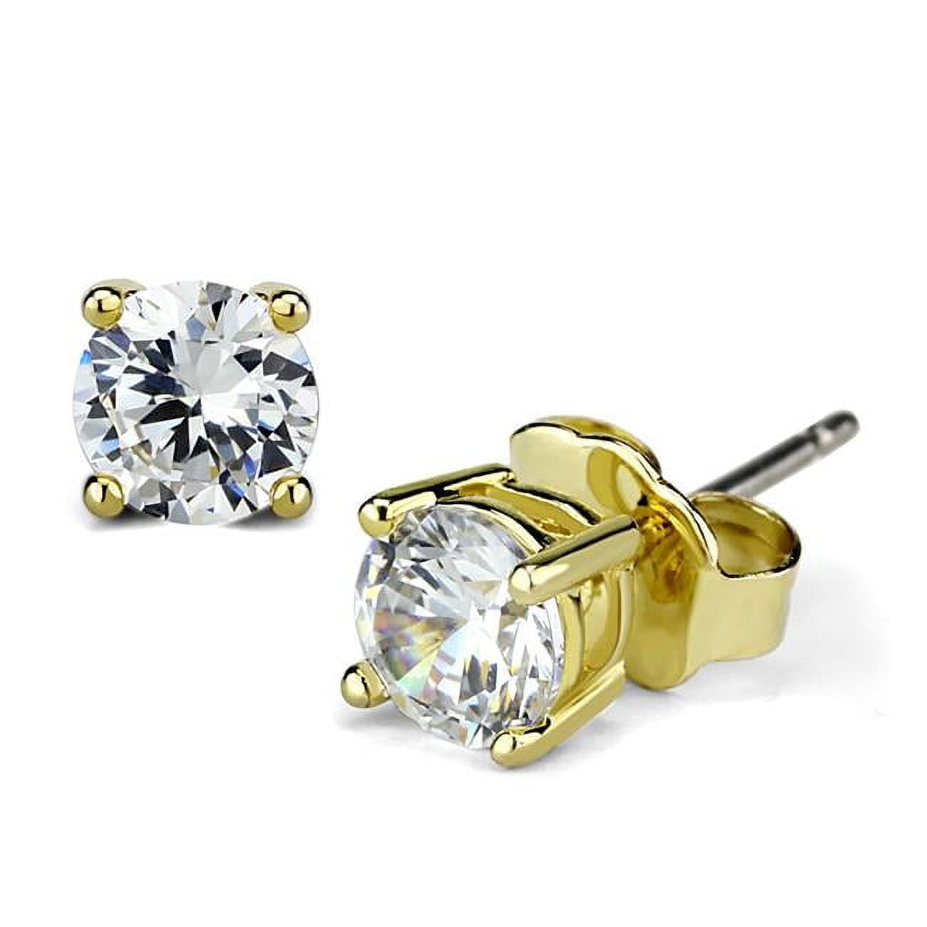 Women Gold Brass Earrings with AAA Grade CZ in Clear