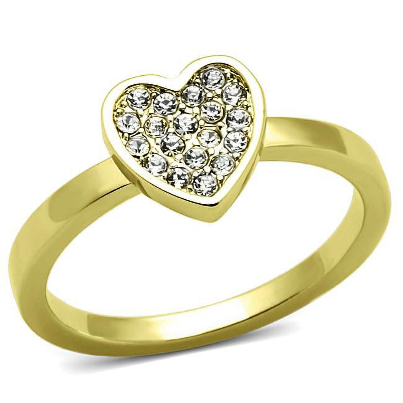 Women Flash Gold Brass Ring with Top Grade Crystal in Clear - Size 5