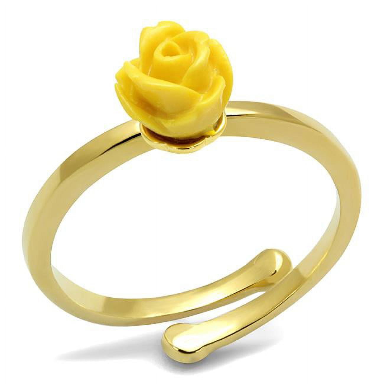 Women Flash Gold Brass Ring with Synthetic in Topaz - Size 8