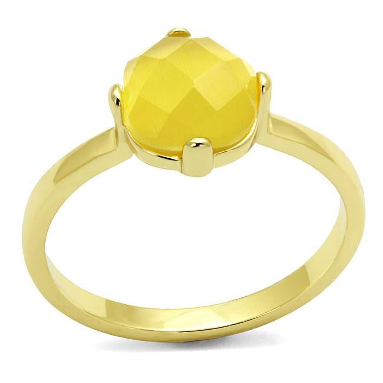 Women Flash Gold Brass Ring with Synthetic in Topaz - Size 7
