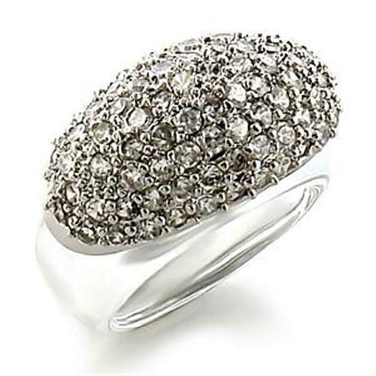 Women Rhodium Brass Ring with AAA Grade CZ in Clear - Size 7