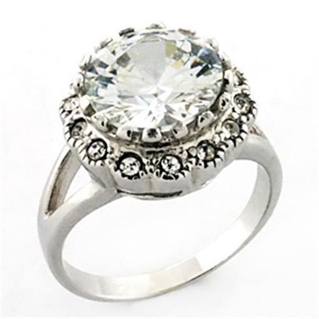 LOA638-7 Women Rhodium 925 Sterling Silver Ring with AAA Grade CZ in Clear - Size 7