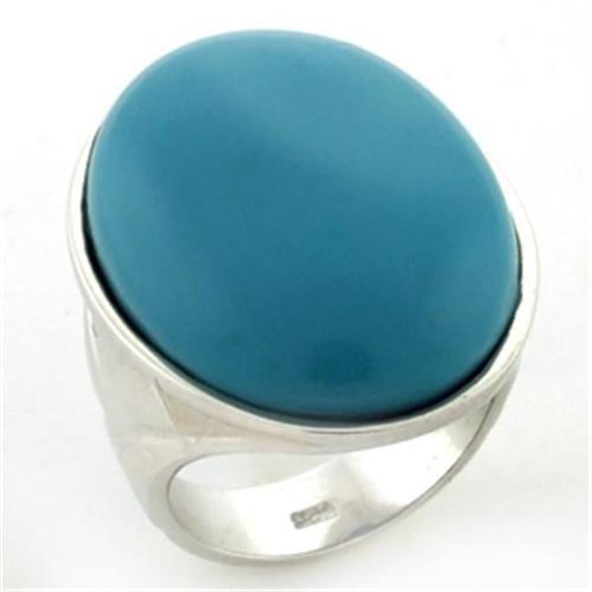 Picture of Alamode LOAS760-8 Women Rhodium 925 Sterling Silver Ring with Synthetic in Turquoise - Size 8