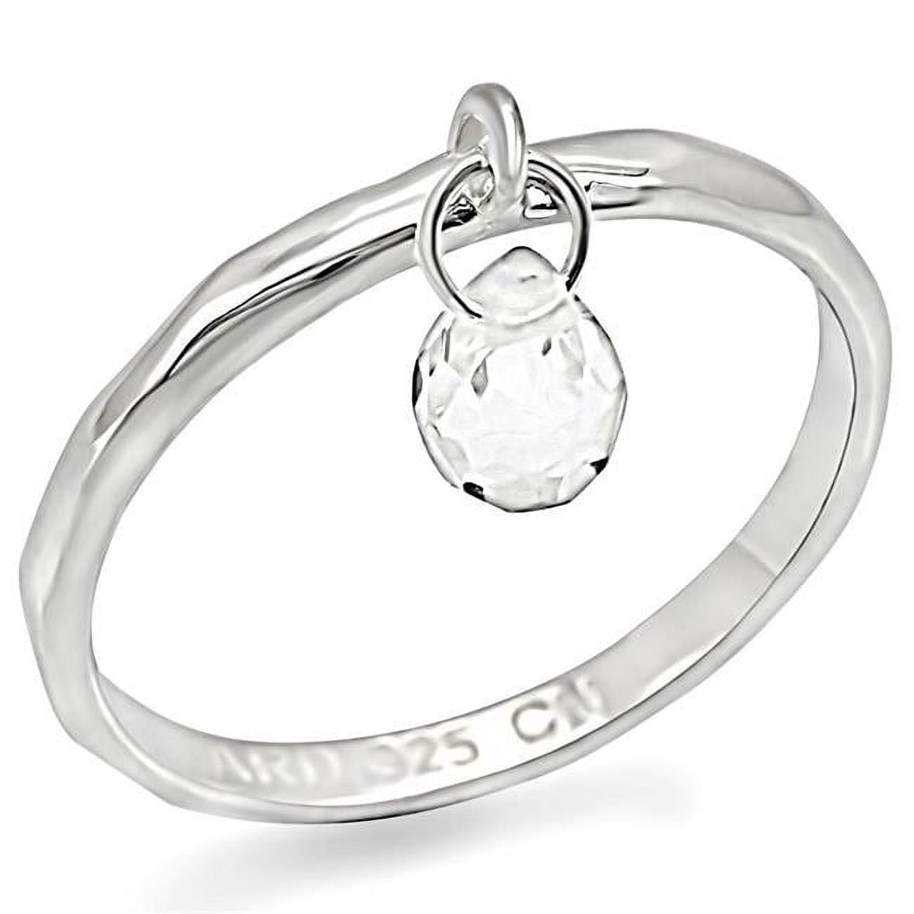 LOS285-7 Women Silver 925 Sterling Silver Ring with Genuine Stone in Clear - Size 7