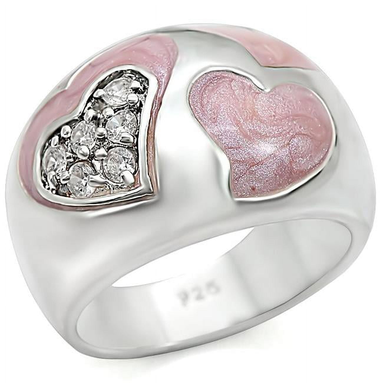 LOS467-5 Women Rhodium 925 Sterling Silver Ring with AAA Grade CZ in Clear - Size 5