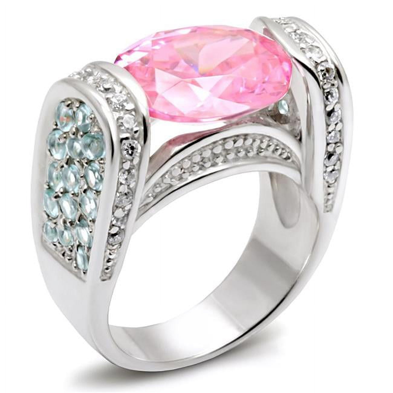LOS488-8 Women Silver 925 Sterling Silver Ring with AAA Grade CZ in Rose - Size 8