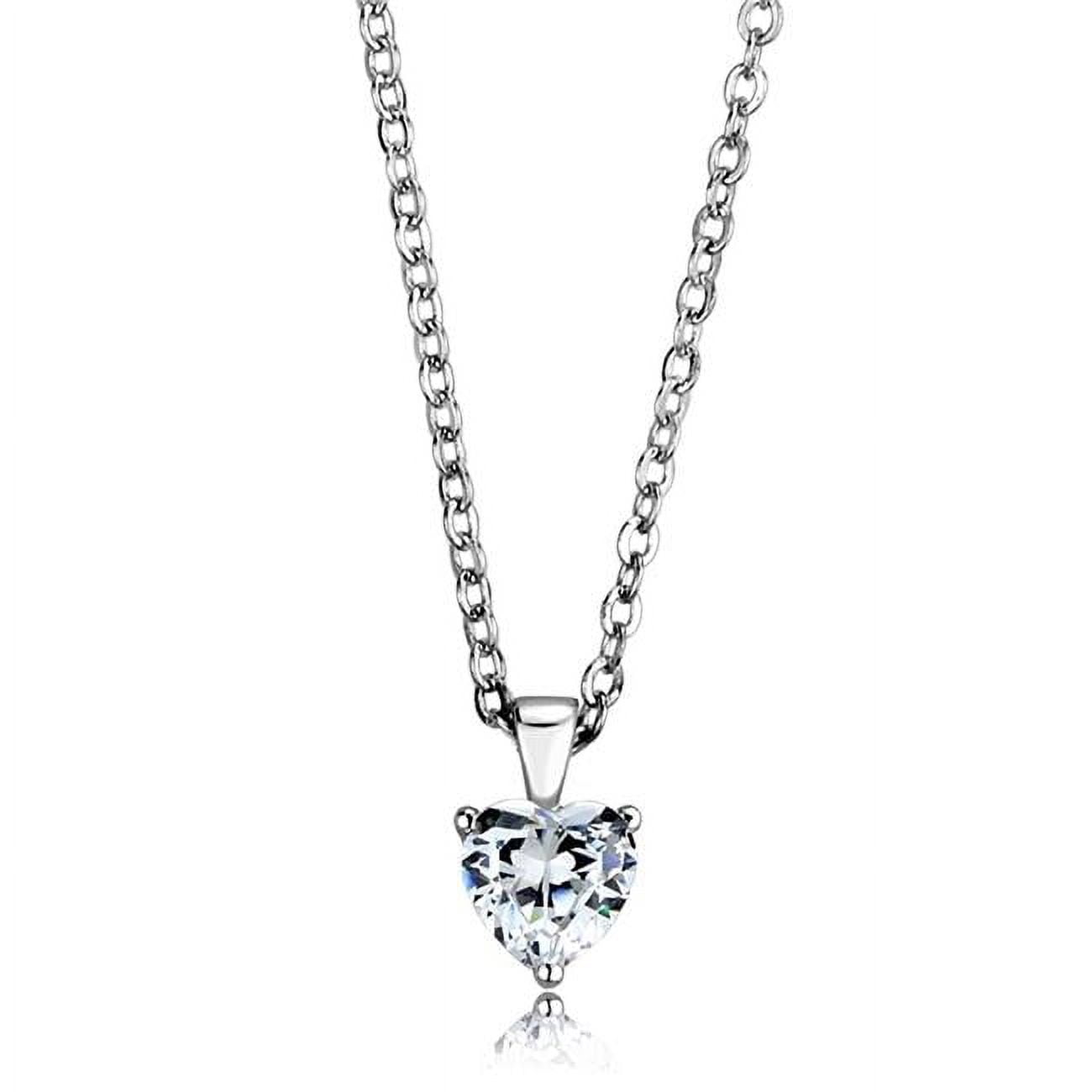 Picture of Alamode LOS887-18 Women Rhodium 925 Sterling Silver Chain Pendant with AAA Grade CZ in Clear - 18 in.