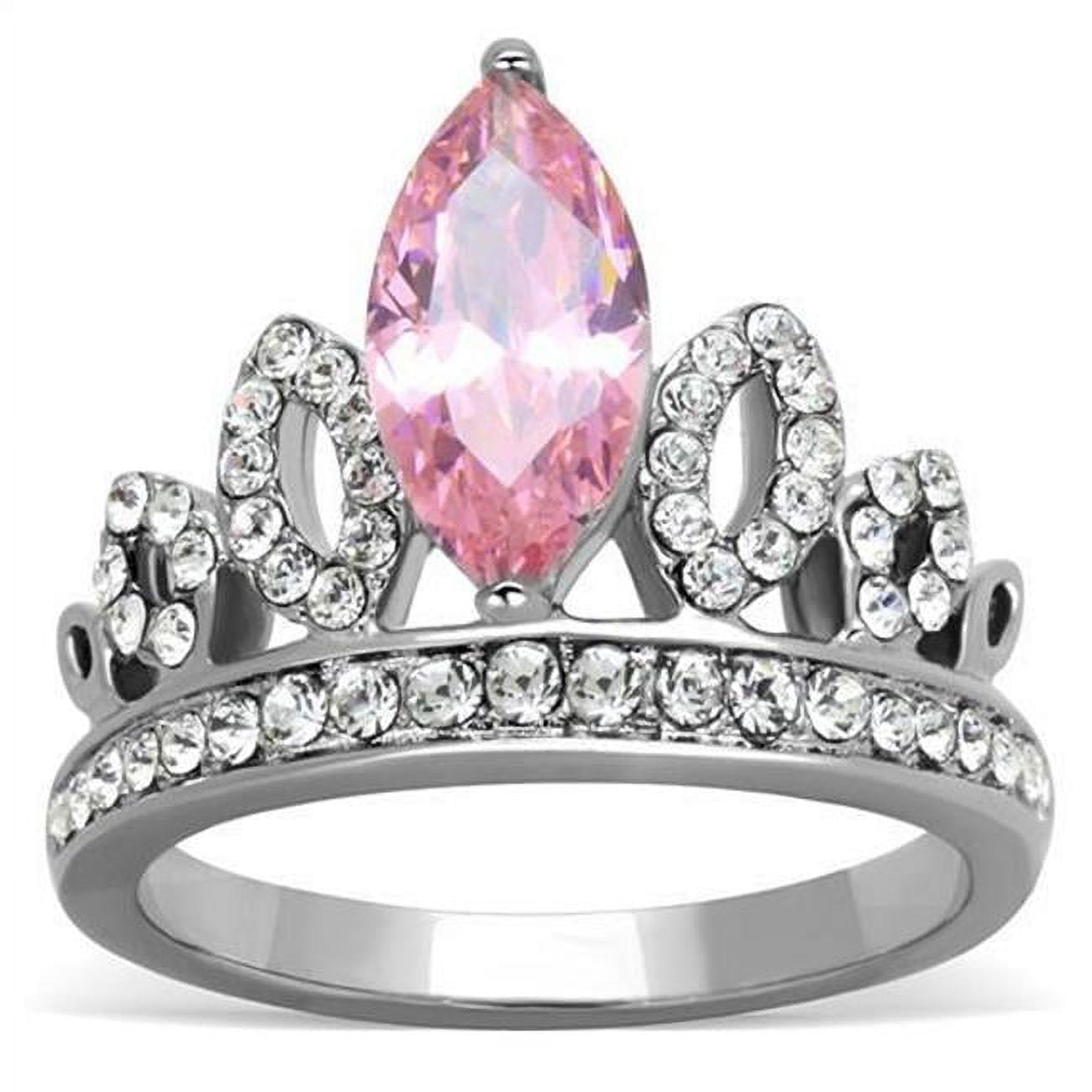 TK1771-10 Women High Polished Stainless Steel Ring with AAA Grade CZ in Rose - Size 10