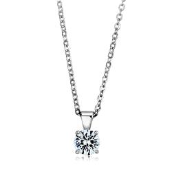 Picture of Alamode LOS890-18 Women Rhodium 925 Sterling Silver Chain Pendant with AAA Grade CZ in Clear - 18 in.
