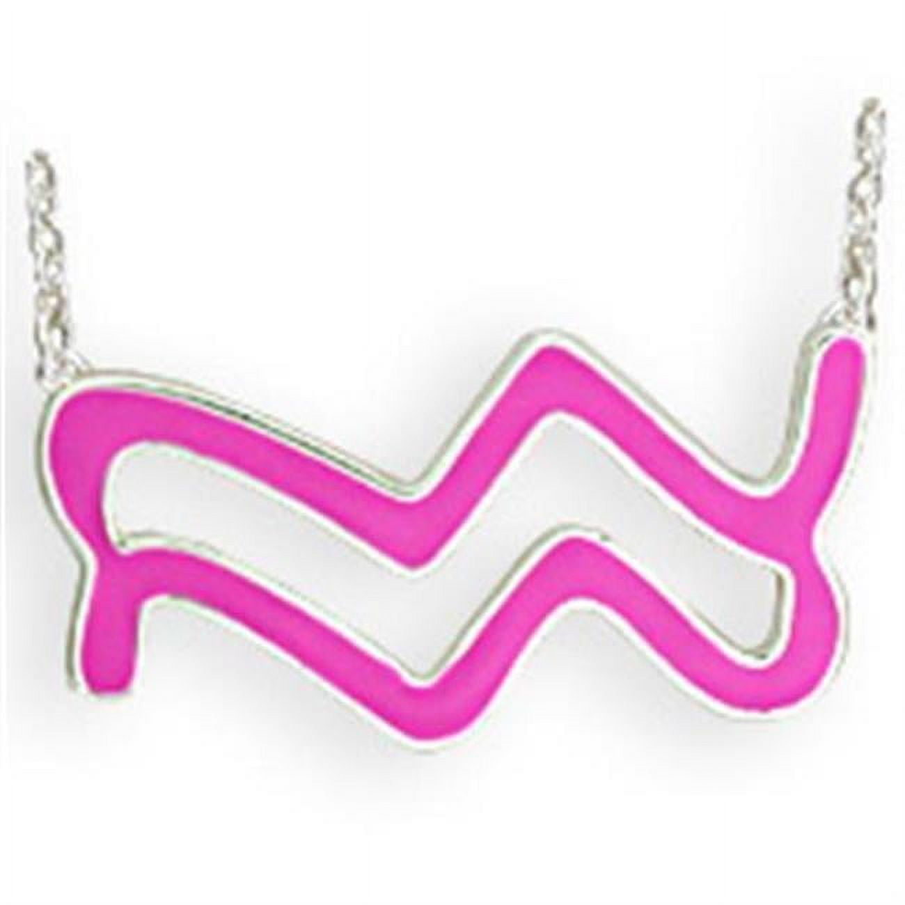 Picture of Alamode SNK09PINK-18 Women Silver Brass Chain Pendant with Epoxy in Rose - 18 in.