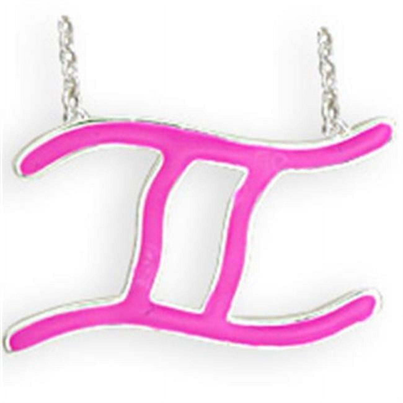 Picture of Alamode SNK10PINK-18 Women Silver Brass Chain Pendant with Epoxy in Rose - 18 in.