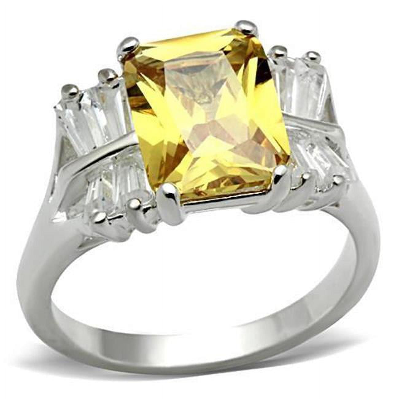 Women Silver 925 Sterling Silver Ring with AAA Grade CZ in Topaz - Size 8