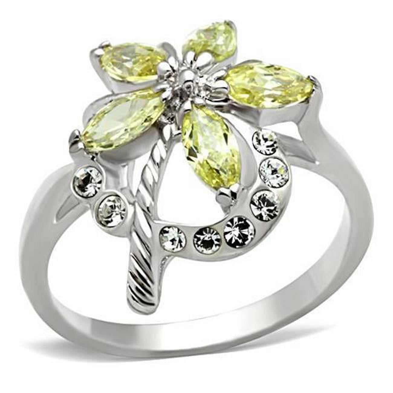 SS013-10 Women Silver 925 Sterling Silver Ring with AAA Grade CZ in Apple Green - Size 10