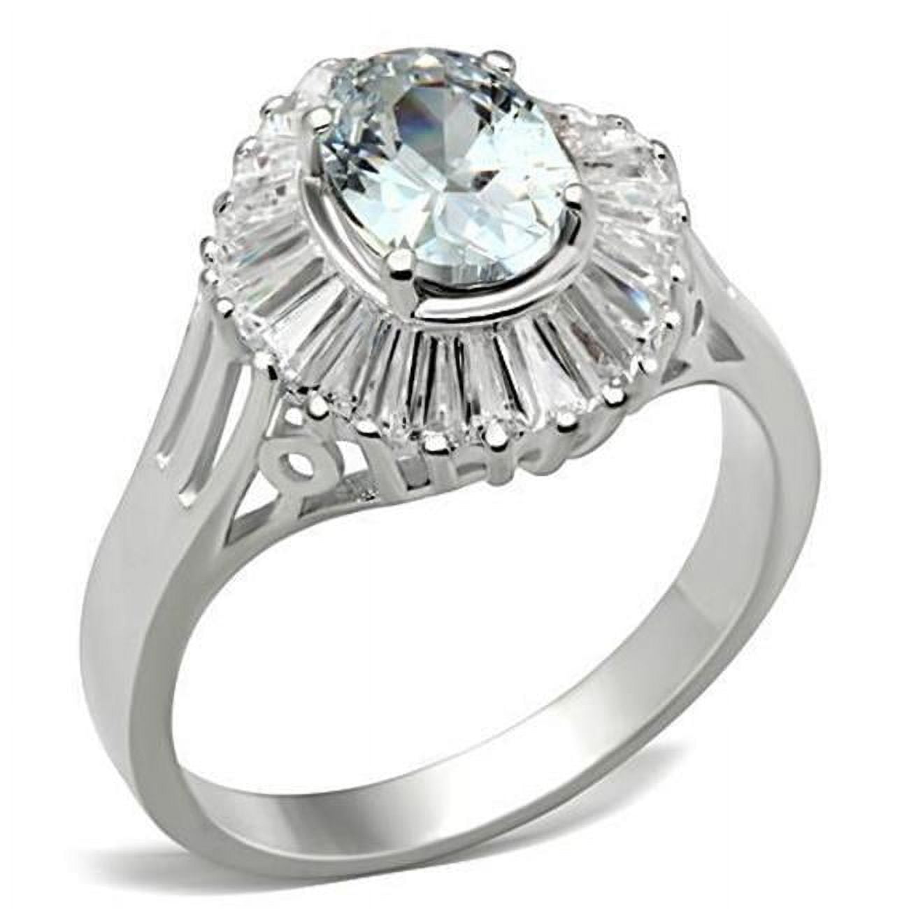 Women Silver 925 Sterling Silver Ring with AAA Grade CZ in Clear - Size 6
