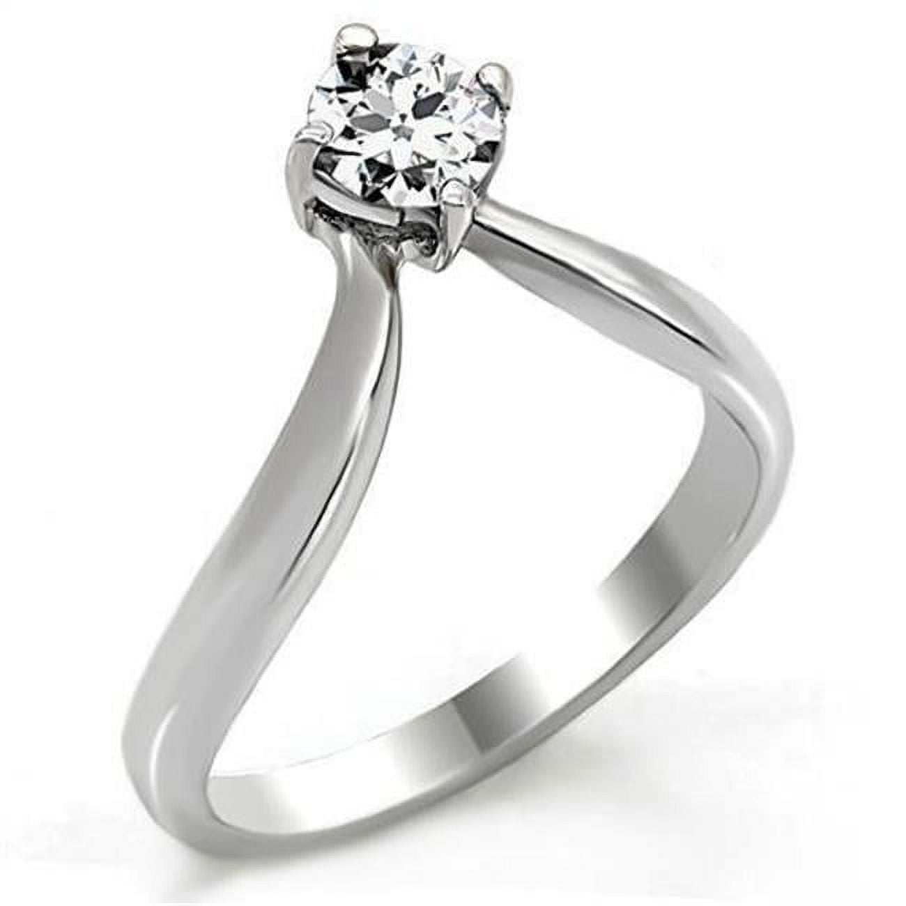 TK0W260-5 Women High Polished Stainless Steel Ring with AAA Grade CZ in Clear - Size 5