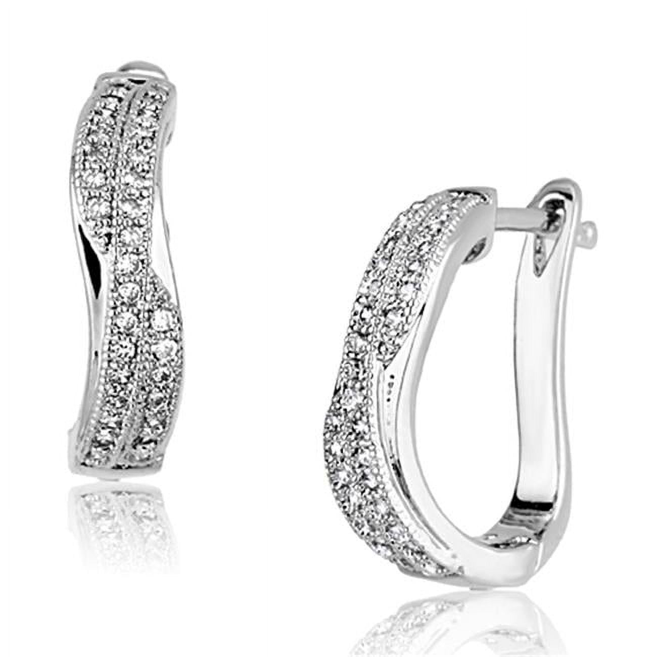 Picture of Alamode 3W358 Women Rhodium Brass Earrings with AAA Grade CZ in Clear