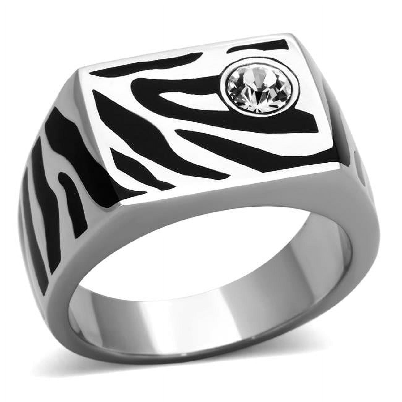 TK1054-12 Men High Polished Stainless Steel Ring with Top Grade Crystal in Clear - Size 12