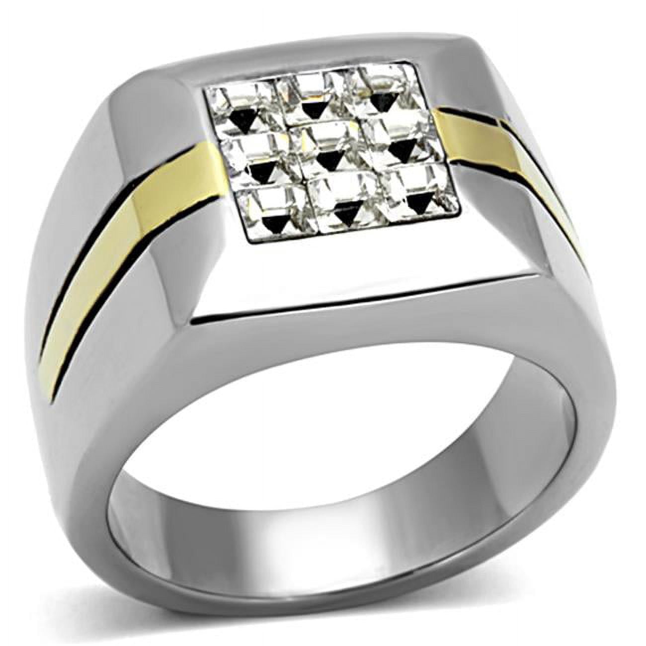 Picture of Alamode TK1178-11 Men Two-Tone IP Gold Stainless Steel Ring with Top Grade Crystal in Clear - Size 11