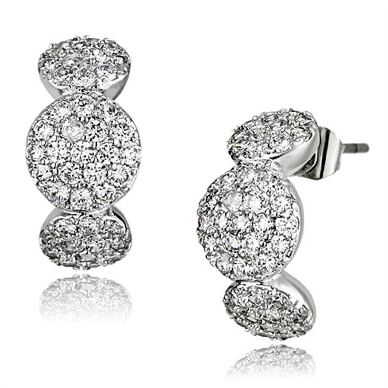 Picture of Alamode 3W390 Women Rhodium Brass Earrings with AAA Grade CZ in Clear