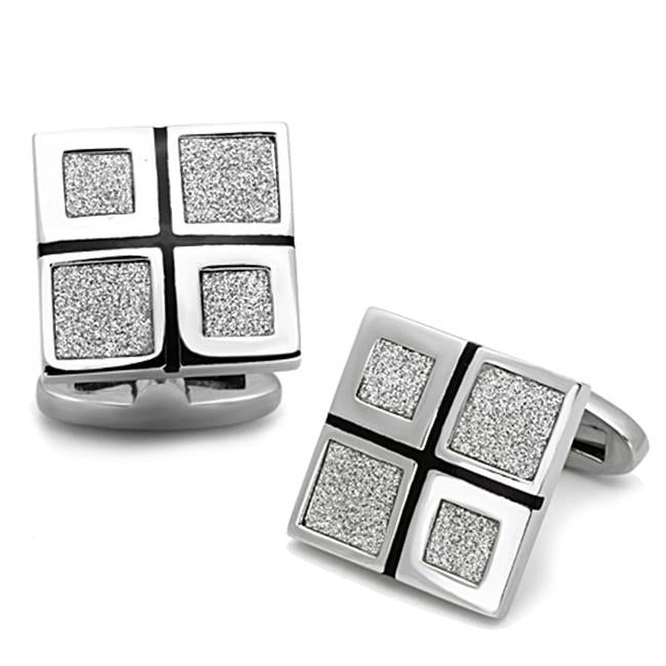 Picture of Alamode TK1255 Men High Polished Stainless Steel Cufflink with Epoxy in Jet
