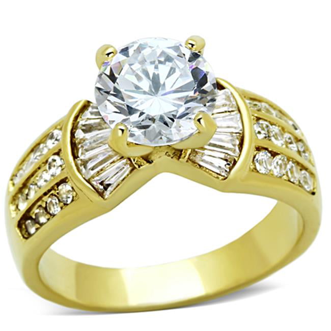 TK1323-9 Women IP Gold Stainless Steel Ring with AAA Grade CZ in Clear - Size 9