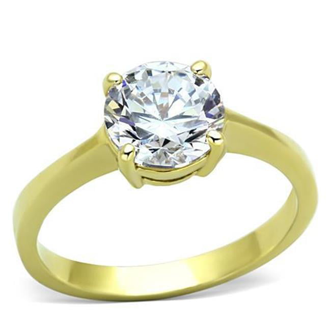 TK1405-9 Women IP Gold Stainless Steel Ring with AAA Grade CZ in Clear - Size 9