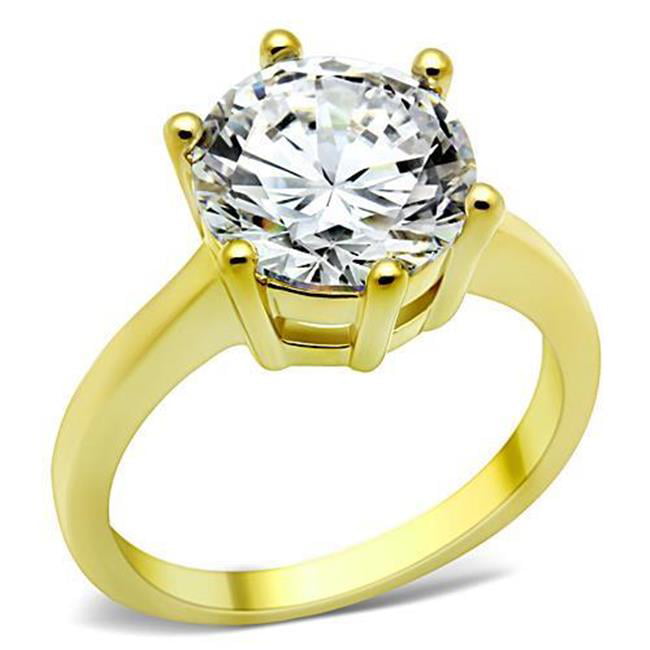 TK1407-5 Women IP Gold Stainless Steel Ring with AAA Grade CZ in Clear - Size 5