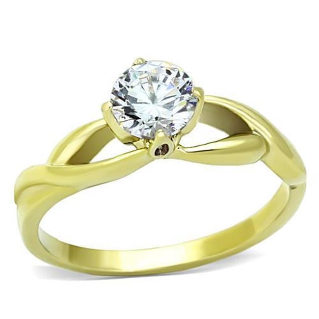 TK1416-8 Women IP Gold Stainless Steel Ring with AAA Grade CZ in Clear - Size 8