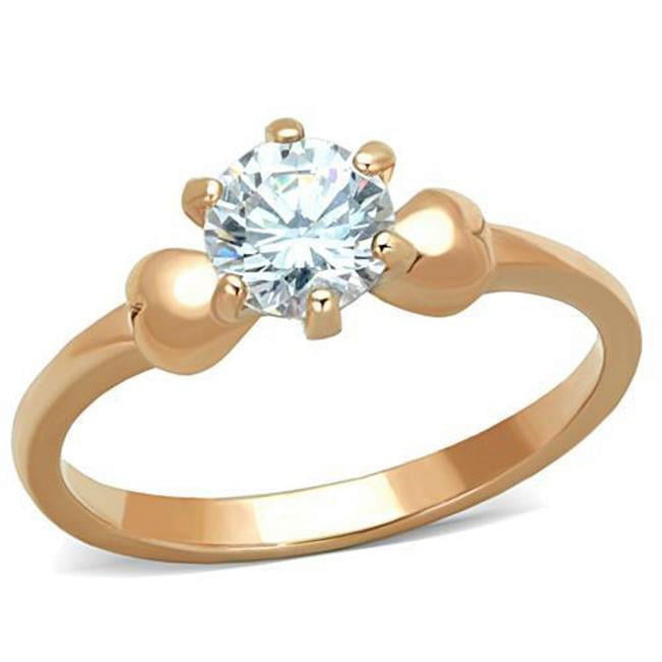 TK1596-6 Women IP Rose Gold Stainless Steel Ring with AAA Grade CZ in Clear - Size 6