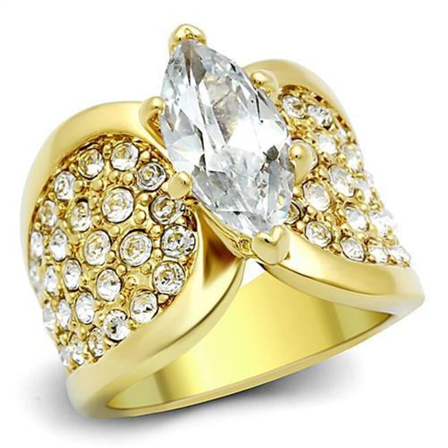 TK1672-5 Women IP Gold Stainless Steel Ring with AAA Grade CZ in Clear - Size 5