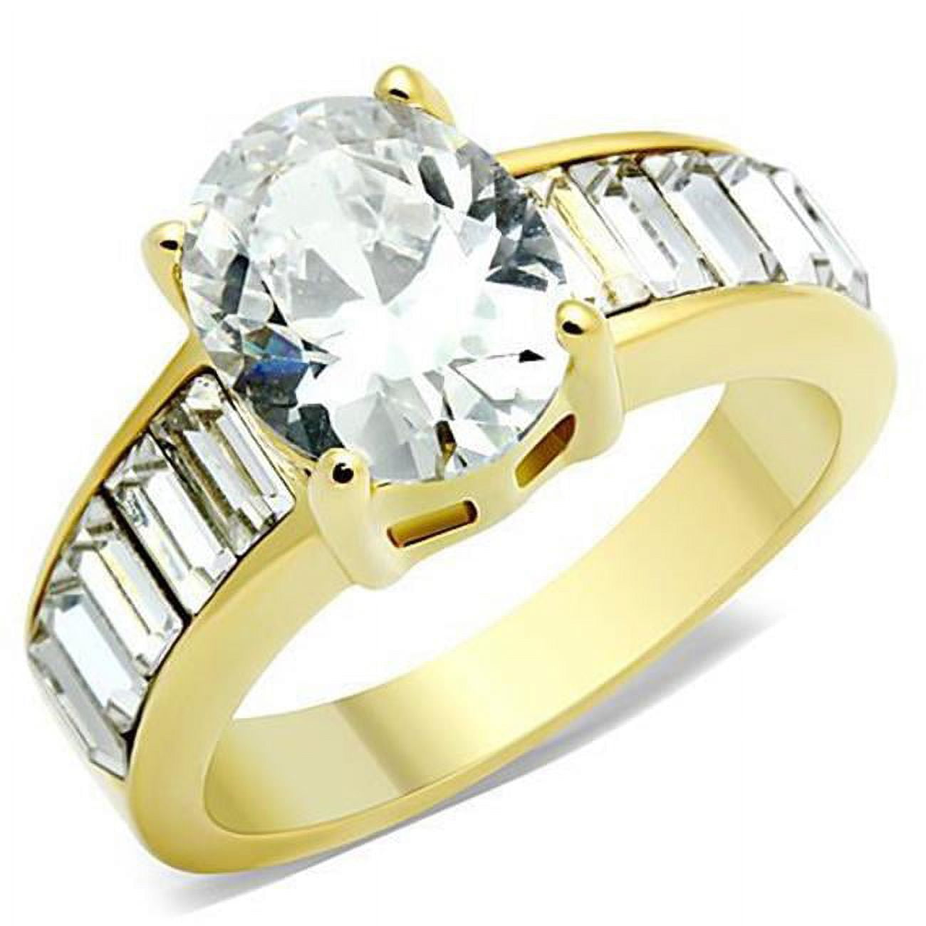 TK1675-7 Women IP Gold Stainless Steel Ring with AAA Grade CZ in Clear - Size 7