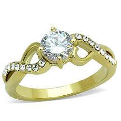 TK1722-9 Women IP Gold Stainless Steel Ring with AAA Grade CZ in Clear - Size 9