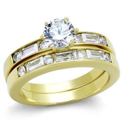Picture of Alamode TK1897-8 Women IP Gold Stainless Steel Ring with AAA Grade CZ in Clear - Size 8