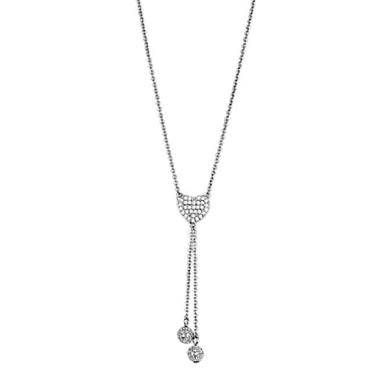 Picture of Alamode 3W428-16 Women Rhodium Brass Necklace with AAA Grade CZ in Clear - 16 in.