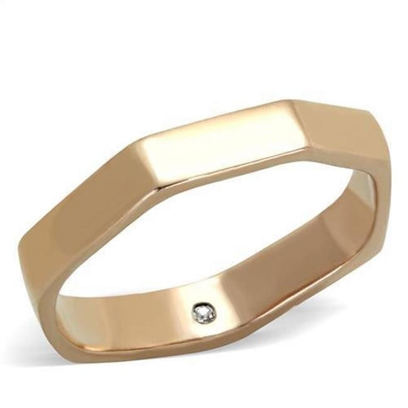 Women IP Rose Gold Stainless Steel Ring with Top Grade Crystal in Clear - Size 6