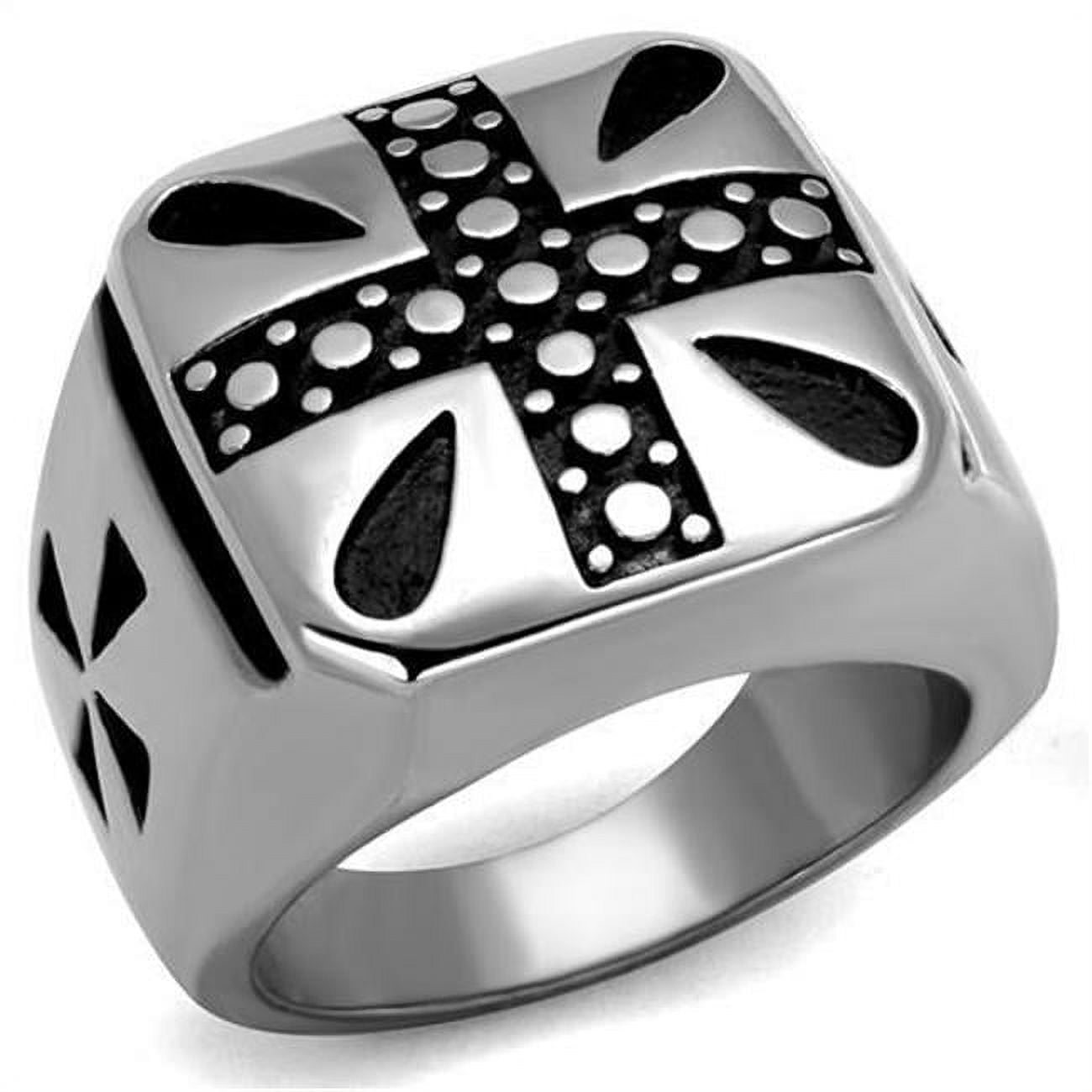 Men High Polished Stainless Steel Ring with Epoxy in Jet - Size 11