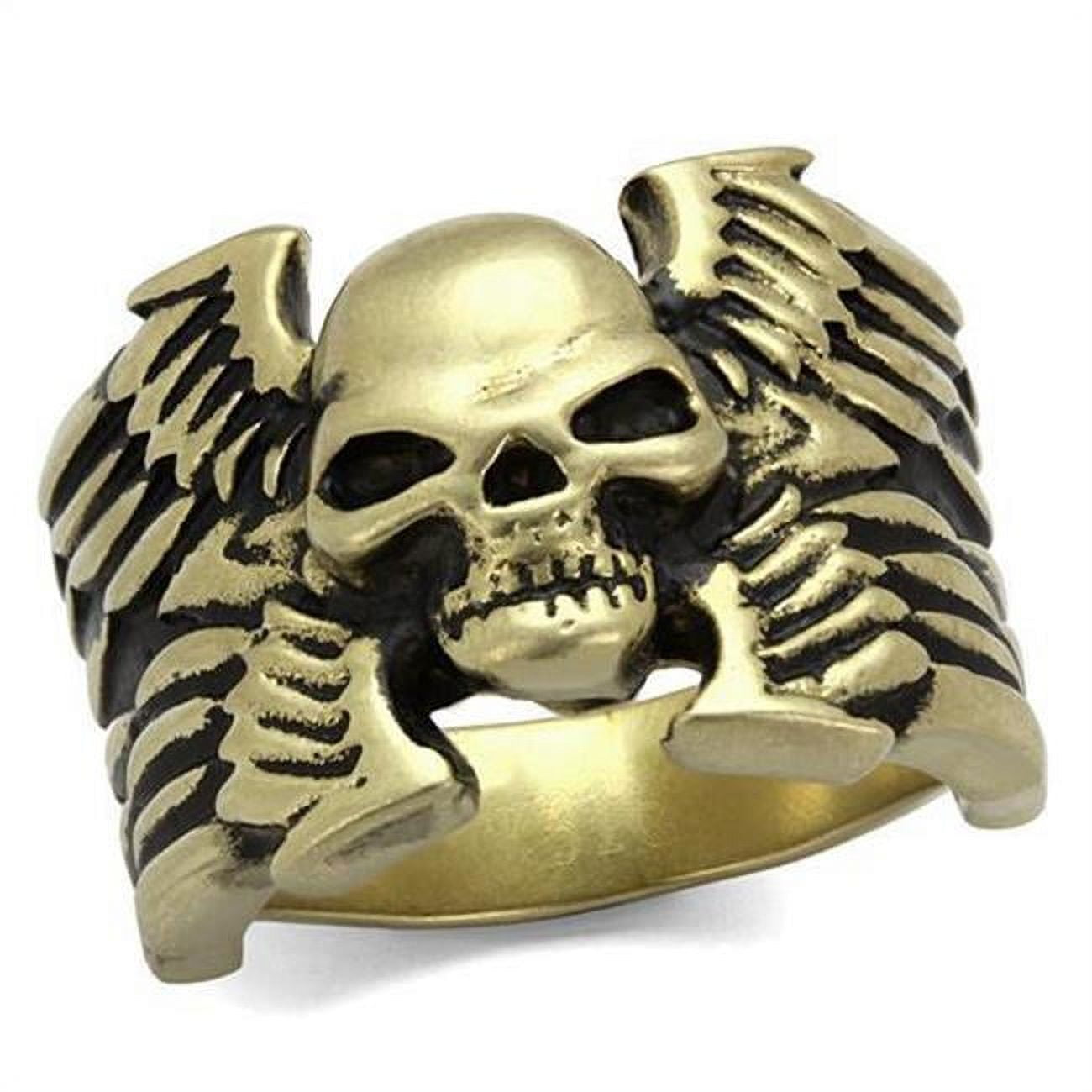 Men IP Antique Copper Stainless Steel Ring with Epoxy in Jet - Size 9