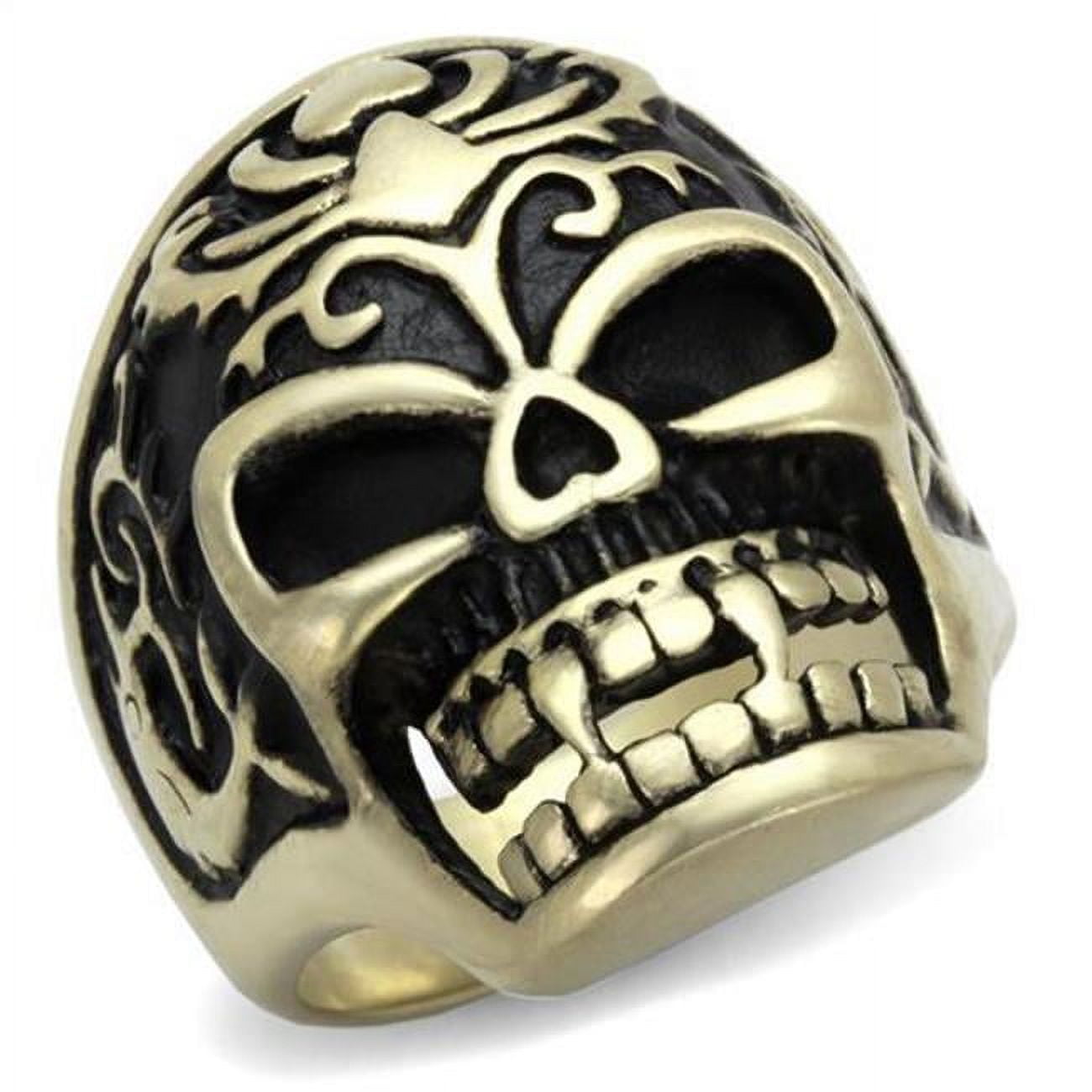 Men IP Antique Copper Stainless Steel Ring with Epoxy in Jet - Size 9