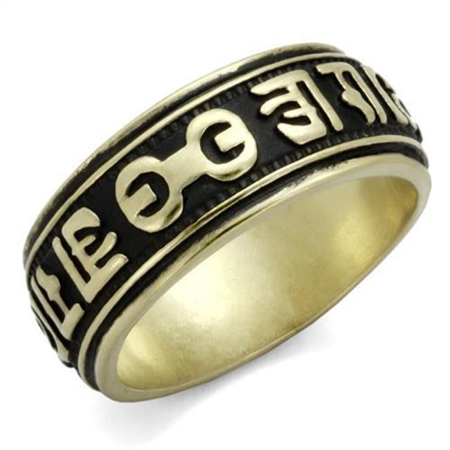 Men IP Antique Copper Stainless Steel Ring with Epoxy in Jet - Size 10