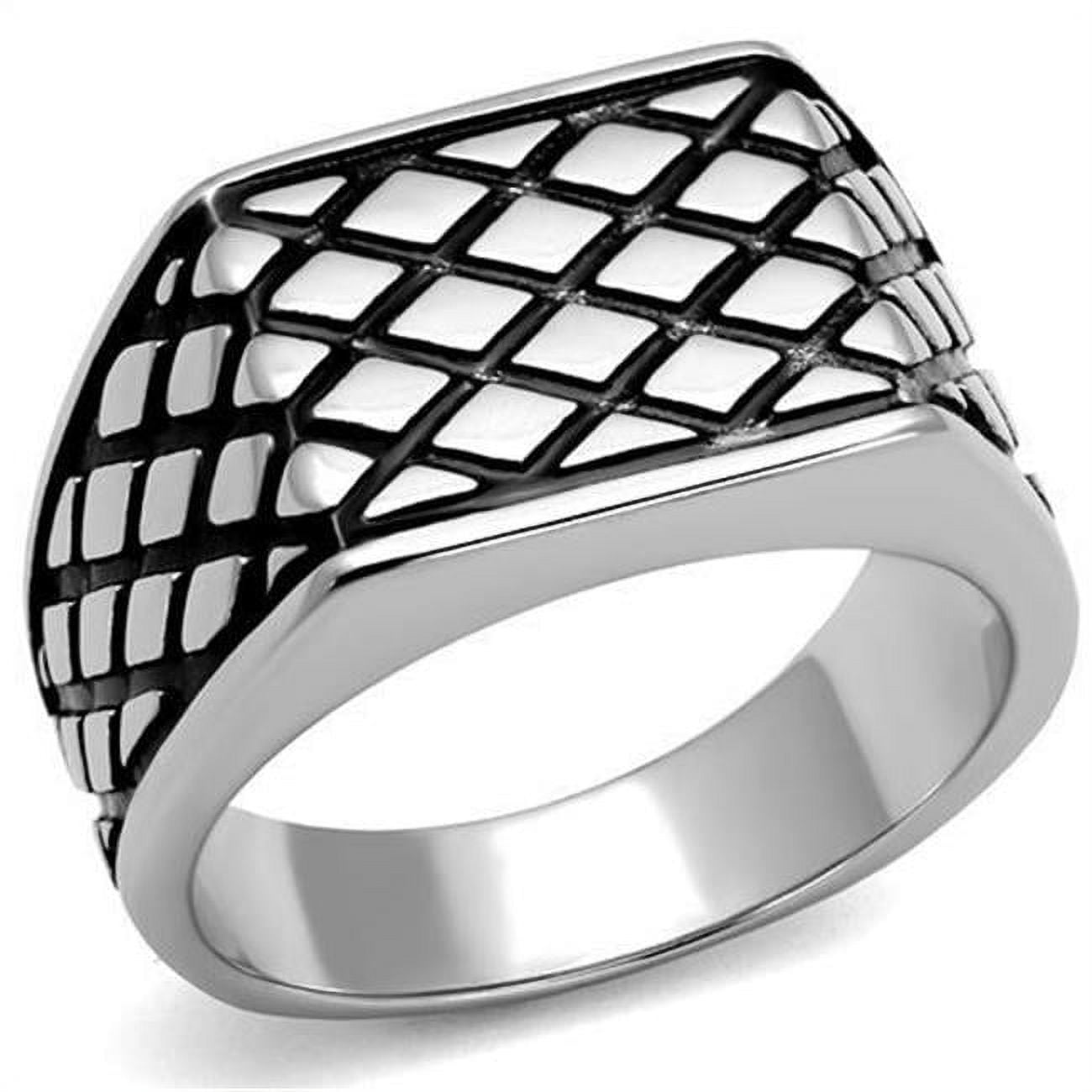 Men High Polished Stainless Steel Ring with Epoxy in Jet - Size 11