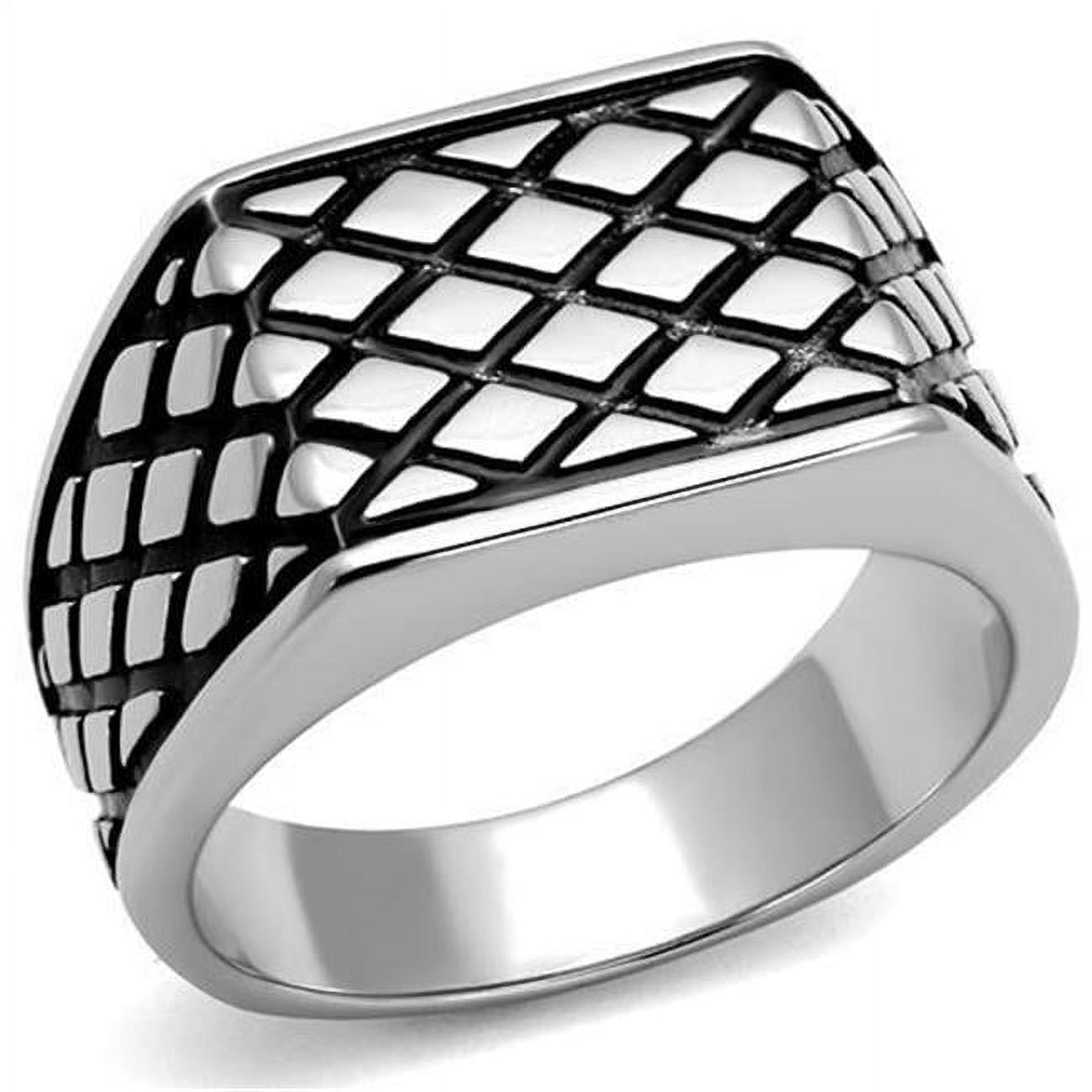 Men High Polished Stainless Steel Ring with Epoxy in Jet - Size 9