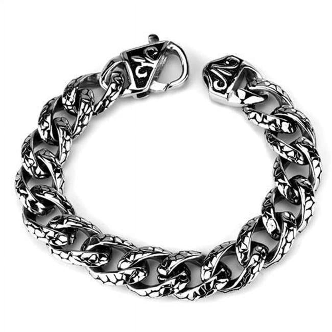 TK1977-7.5 Men High Polished Stainless Steel Bracelet with No Stone in No Stone - 7.5 in.