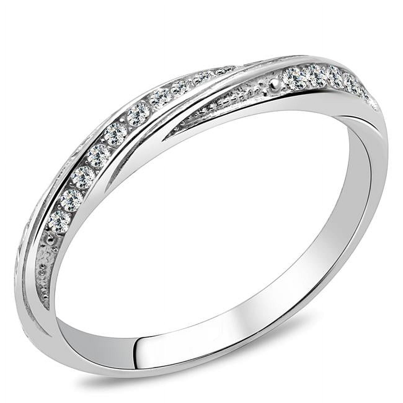 Picture of Alamode TK3259-7 Women High Polished Stainless Steel Ring with AAA Grade CZ in Clear - Size 7