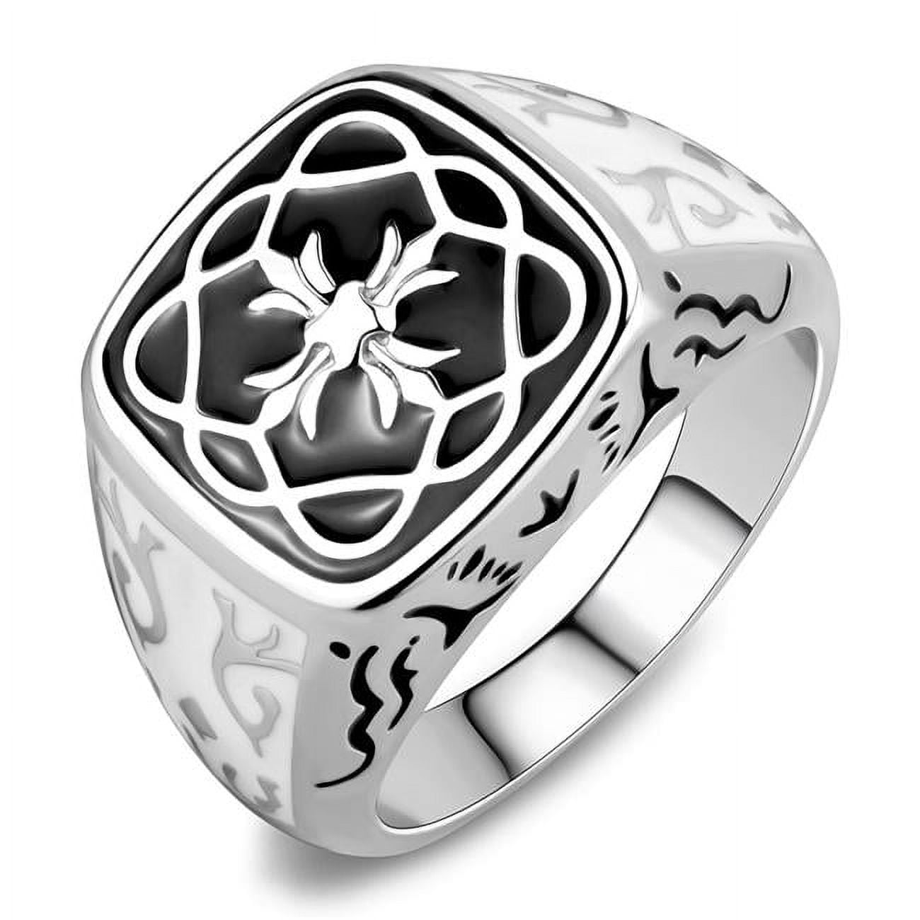 Men High Polished Stainless Steel Ring with Epoxy in Jet - Size 9