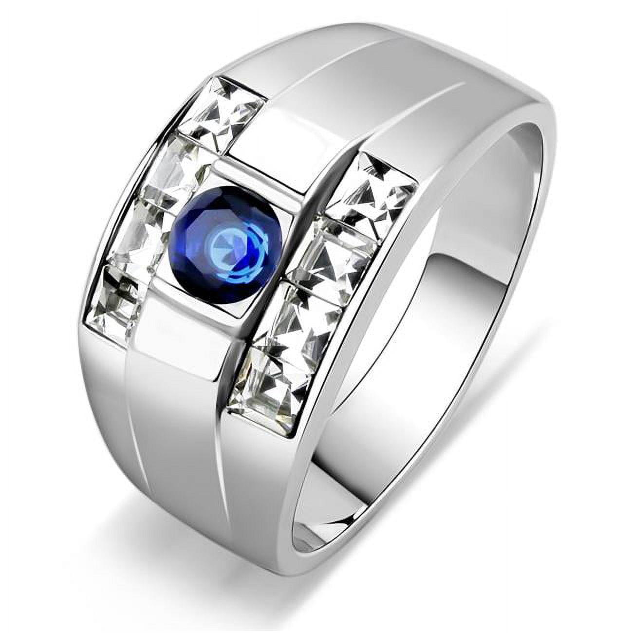 TK3463-13 Men High Polished Stainless Steel Ring with Synthetic in Montana - Size 13