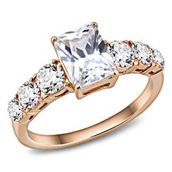 Women IP Rose Gold Stainless Steel Ring with AAA Grade CZ in Clear - Size 10
