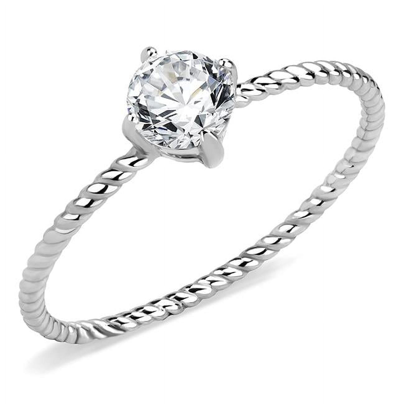 Women No Plating Stainless Steel Ring with AAA Grade CZ in Clear - Size 9