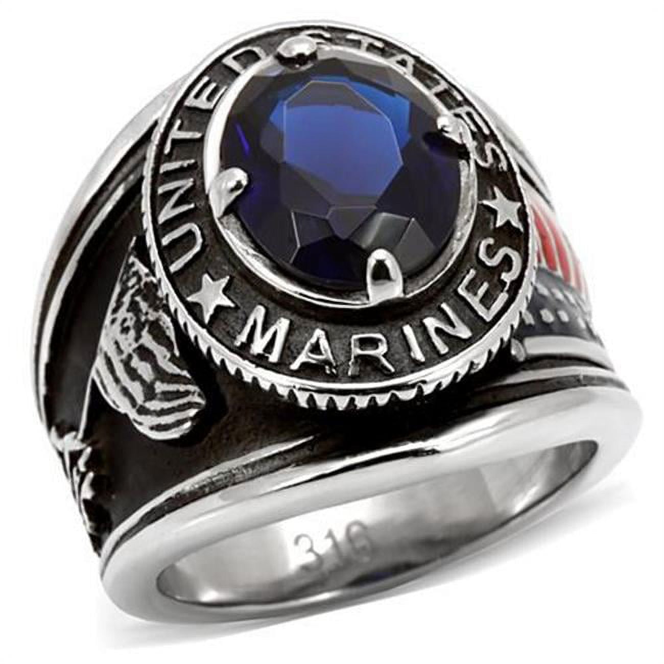 TK130-8 Men High Polished Stainless Steel Ring with Synthetic in Montana - Size 8